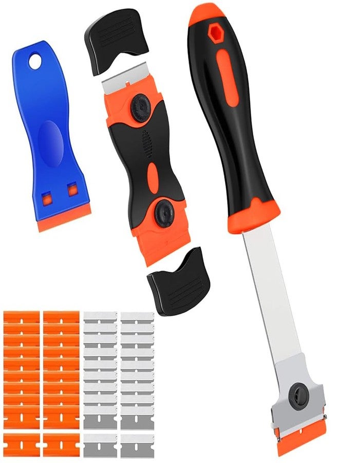 Serplex مكشطة شفرات الحلاقة Serplex®، عبوة من 3 قطع، تتضمن 20 شفرة حلاقة بلاستيكية و20 شفرة معدنية، أداة إزالة الغراء لإزالة الملصقات والعلامات من الجدران والزجاج. - Image 1